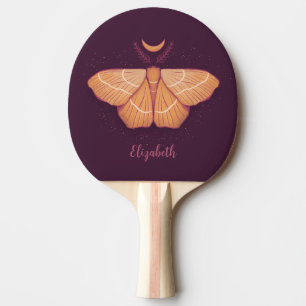 Moon Moth Witchy Night Art – Magical Illustration Ping Pong Paddle