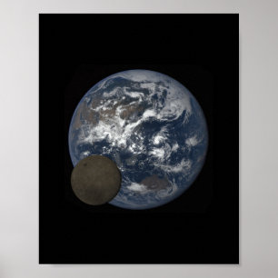 Moon moving in front of earth DSCOVR image Poster
