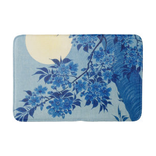 Moon Night Evening Tree Blue Moonlit Bath Mat