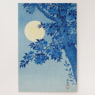 Moon Night Evening Tree Blue Moonlit Jigsaw Puzzle
