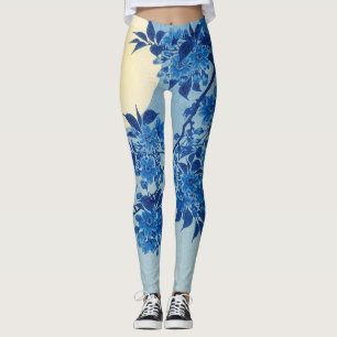 Moon Night Evening Tree Blue Moonlit Leggings