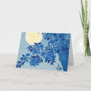 Moon Night Evening Tree Blue Moonlit Thank You Card
