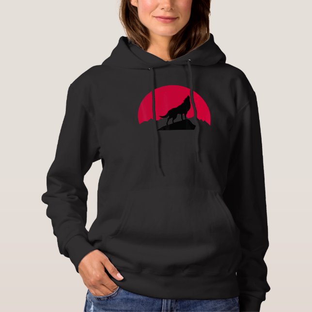 Moon Night Theme Wolf Summer Wolves Graphic Hoodie (Front)