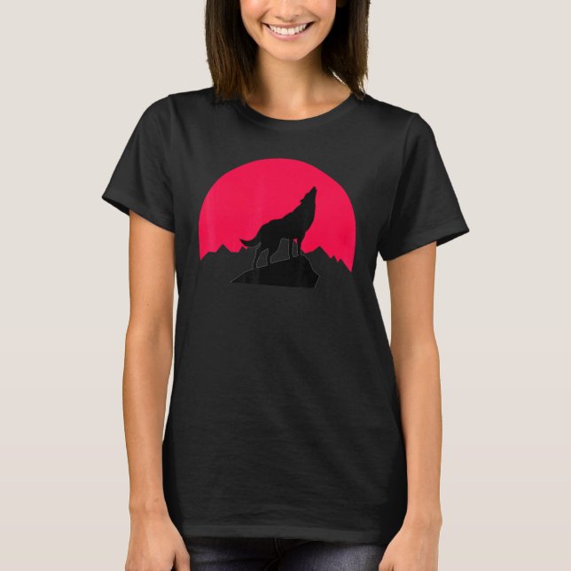 Moon Night Theme Wolf Summer Wolves Graphic T-Shirt (Front)
