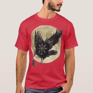 Moon Norse Raven Runes Pagan Viking  T-Shirt