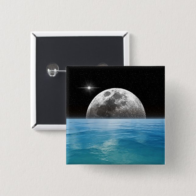 Moon Ocean 2 Inch Square Button (Front & Back)