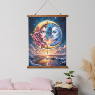 Moon of Eternal Balance – Fire & Water Souls. Hanging Tapestry