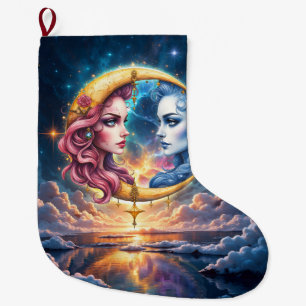 Moon of Eternal Balance – Fire & Water Souls.  Large Christmas Stocking