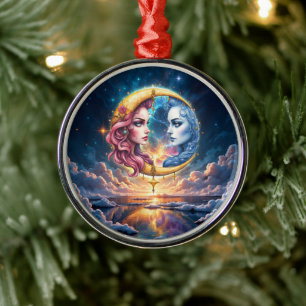 Moon of Eternal Balance – Fire & Water Souls. Metal Ornament