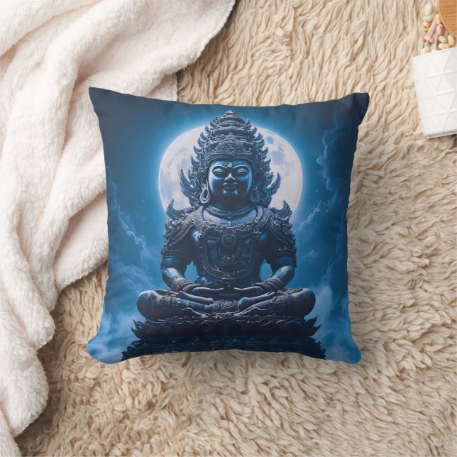 Moon of the Silent Guardian Throw Pillow (Blanket)
