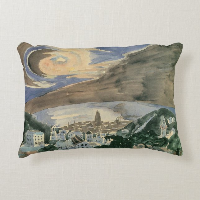 Moon Over Barcelona by Walter Gramatte Accent Pillow (Front)