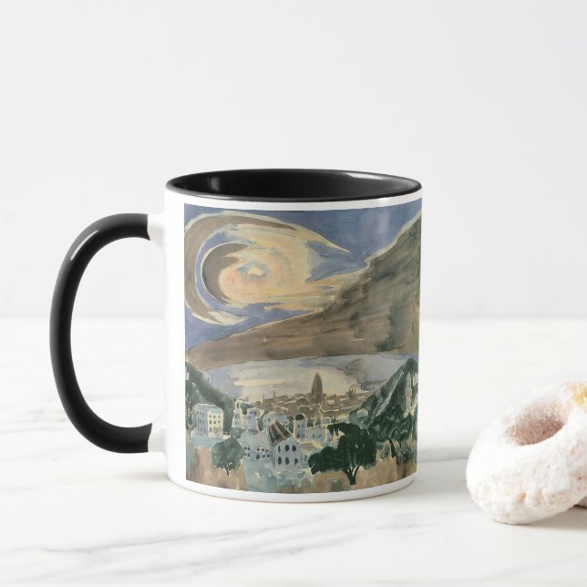 Moon Over Barcelona by Walter Gramatte Mug (With Donut)