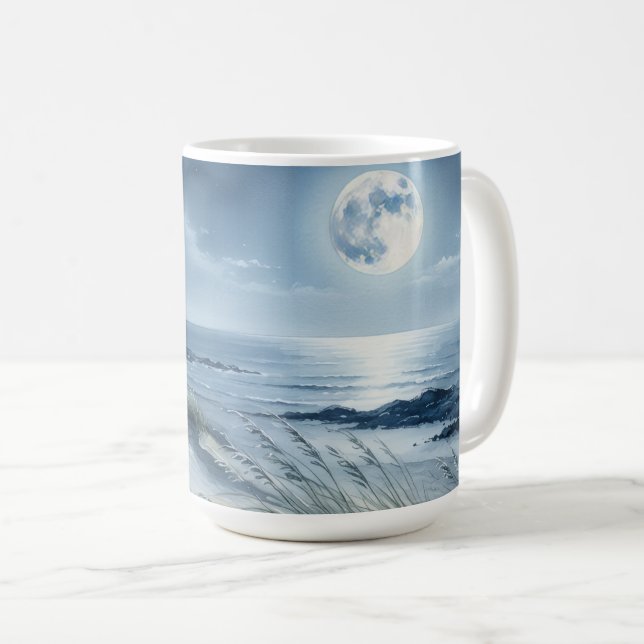 Moon Over Calm Sea Coffee Mug (Front Right)