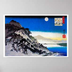 Moon over Mountain Landscape, Hiroshige, Ukiyo-e Poster