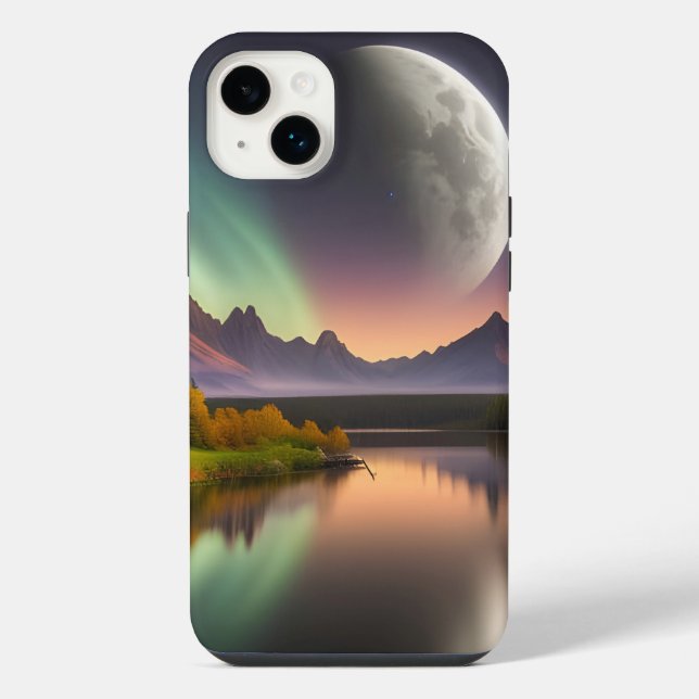 Moon over Mountain Landscape iPhone Case (Back)