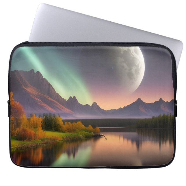 Moon over Mountain Landscape  Laptop Sleeve (Front)