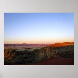 Moon over Namib Desert Poster