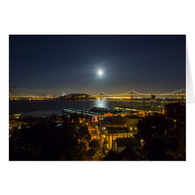 Moon over Oakland Bay Bridge, San Francisco, CA (Front Horizontal)