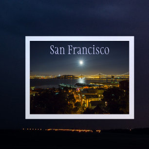 Moon over Oakland Bay Bridge, San Francisco, CA Postcard