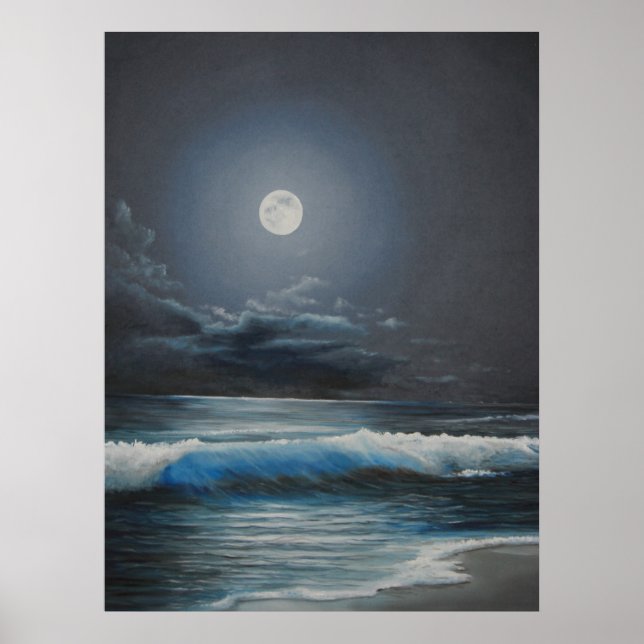 moon over ocean poster (Front)