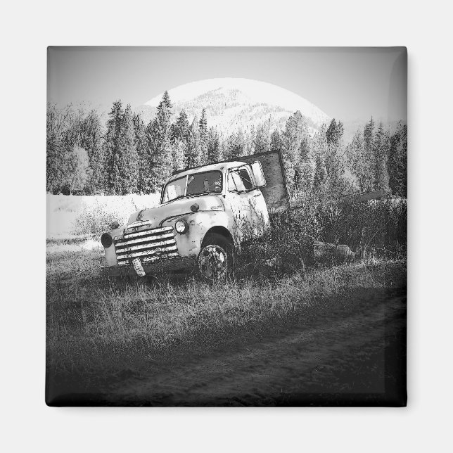 Moon Over Rust Old Farm Truck Magnet (Front)