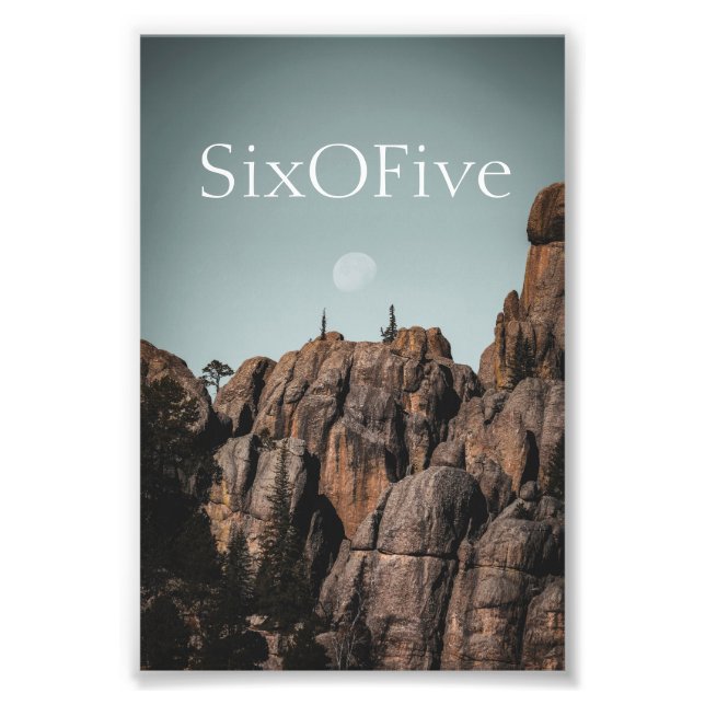 Moon Over Sylvan Lake Rocks Area Code 605 Photo Print (Front)