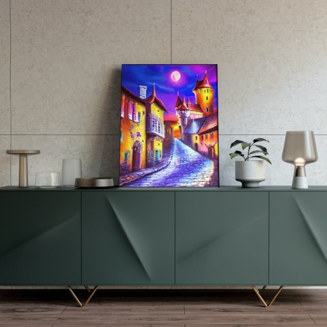 Moon Over The Castle Painting Poster (Creator Uploaded)