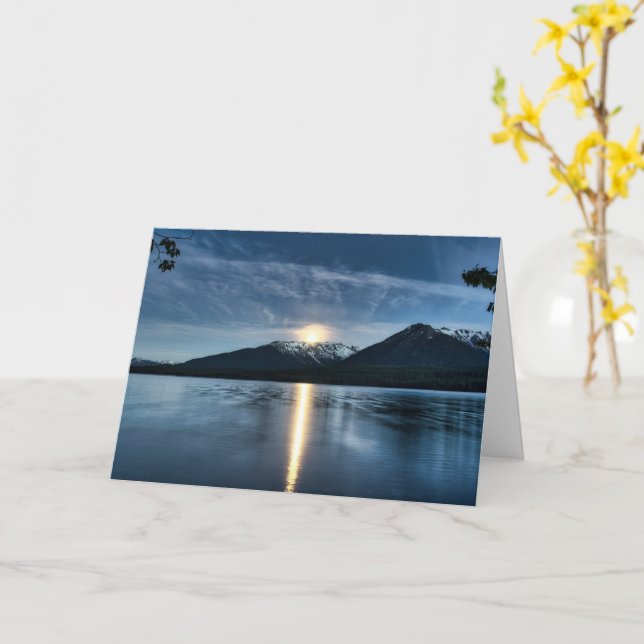 Moon Over the Lake Card (Yellow Flower)