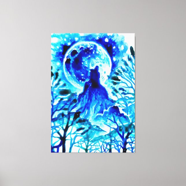 Moon over the mountains and forest  canvas print (Front)