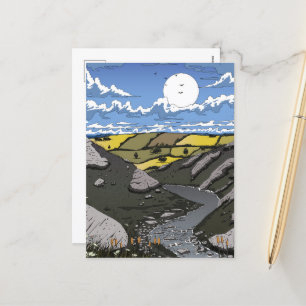 Moon Over The Valley Holiday Postcard