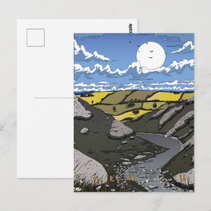 Moon Over The Valley Postcard