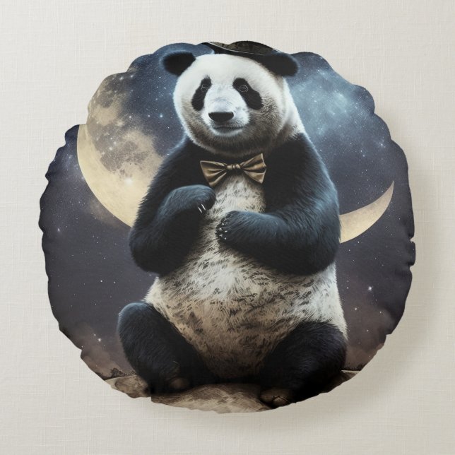 Moon Panda Round Pillow (Front)
