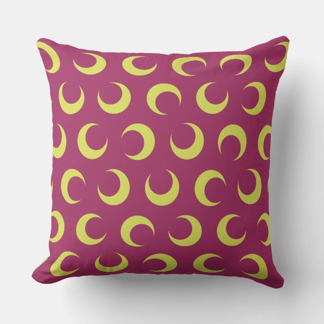 Moon pattern on purple background throw pillow (Front)