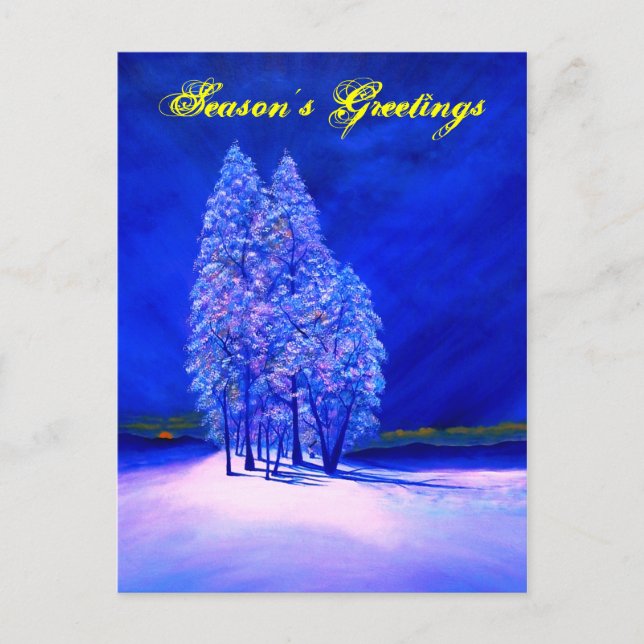 Moon Peeking at the Trees Holiday Postcard (Front)