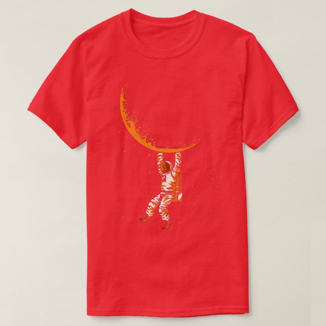 Moon Phase Astronaut Crescent Moon Funny Science L T-Shirt (Design Front)