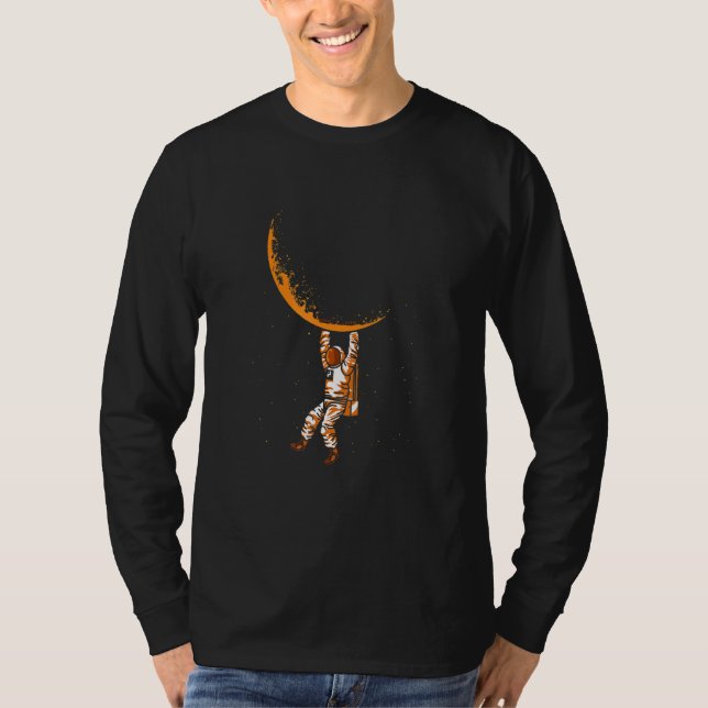 Moon Phase Astronaut Crescent Moon  Science T-Shirt (Front)