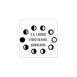 Moon Phase Bookplate Rubber Stamp