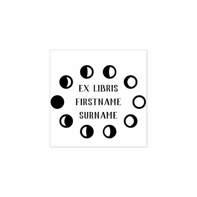 Moon Phase Bookplate Rubber Stamp (Imprint)