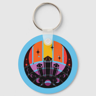 Moon Phase Gemstone Stars Sunset Keychain