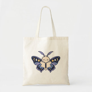 Moon Phase Moth Reading Book Tote Bag