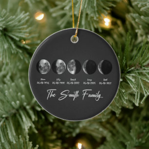 Moon Phase The Smith Family – Custom Names & Dates Ceramic Ornament