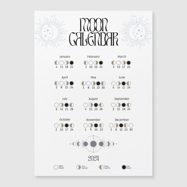 Moon Phases 2024 Magnetic Calendar (Front)