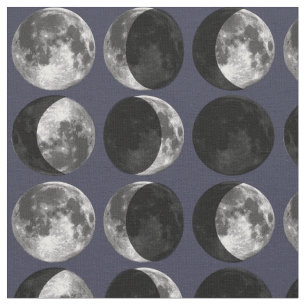 Moon phases. Abstract black dark blue starry sky Fabric