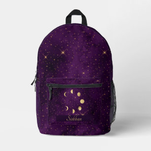 Moon Phases and Stars Personalized Printed Backpack