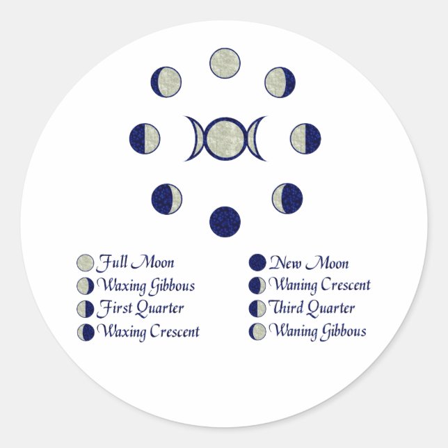 Moon Phases Classic Round Sticker (Front)