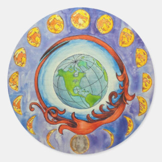 moon phases classic round sticker