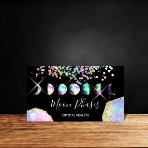Moon Phases Crystal Gem Healing Holograph Business Card