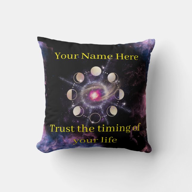 Moon Phases Decorative Pillow – Sacred Geometry &  (Front)