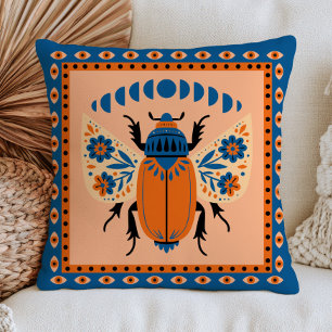 Moon Phases Evil Eyes Floral Beetle Insect  Throw Pillow