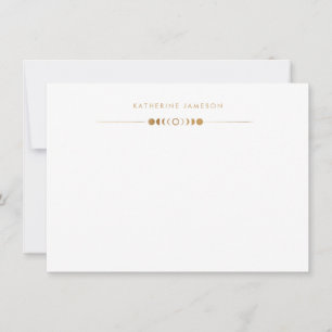 Moon Phases Golden Monogram Note Card